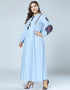 Elegant Embroidered Abaya with Lantern Sleeves and Large Swing Skirt